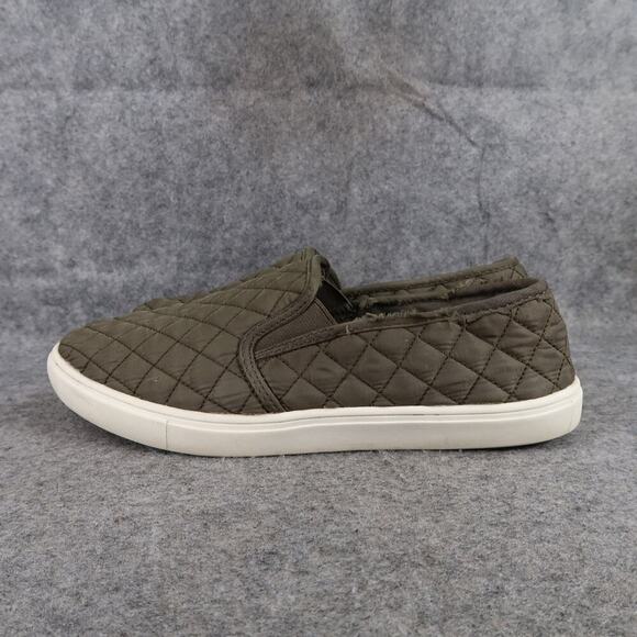 Time and Tru Shoes Womens 11 Sneakers Slip On Casual Quilted Green Fabric Flats - Picture 4 of 10